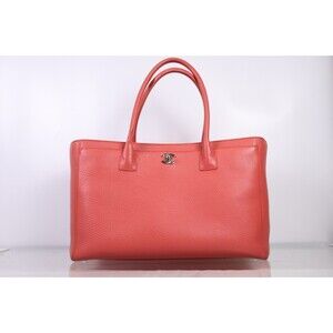 CHANEL Cerf Executive Tote Leather CC Shoulder Bag Handbag Coral Pink With Tags